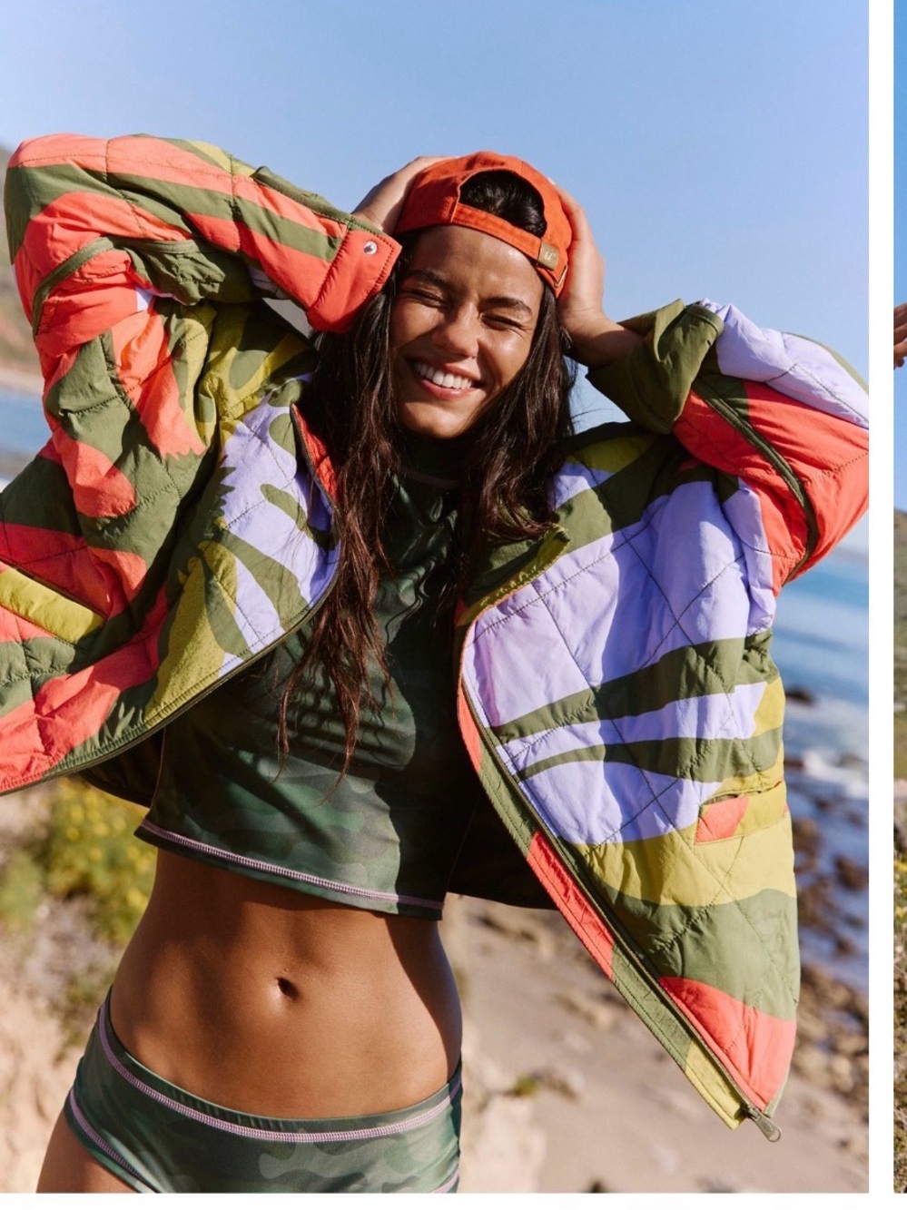 Free People Pippa Quilted Puffer Jacket - Retro Sun Martini Combo
